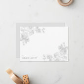 ヴィンテージフローラ灰色 ノートカード (正面/裏面インサイチュ)