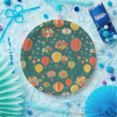 ヴィンテージフローラ熱気球フローラ緑 ペーパープレート (パーティー)