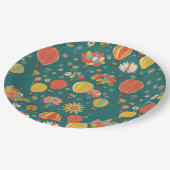 ヴィンテージフローラ熱気球フローラ緑 ペーパープレート (アングル)