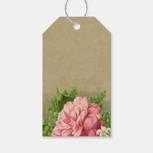 ヴィンテージフローラ牡丹の上品な本エレガント ギフトタグ (正面)