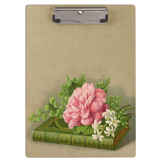 ヴィンテージフローラ牡丹の上品な本エレガント クリップボード (正面)
