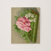 ヴィンテージフローラ牡丹の上品な本エレガント ジグソーパズル (縦)