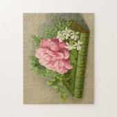 ヴィンテージフローラ牡丹の上品な本エレガント ジグソーパズル (縦)