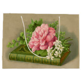 ヴィンテージフローラ牡丹の上品な本エレガント ラージペーパーバッグ (裏面)