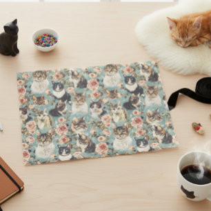 ヴィンテージフローラ猫花柄 薄葉紙