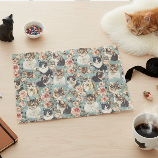 ヴィンテージフローラ猫花柄 薄葉紙