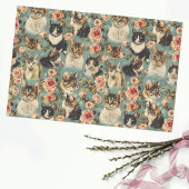 ヴィンテージフローラ猫花柄 薄葉紙