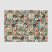 ヴィンテージフローラ猫花柄 薄葉紙 (正面)