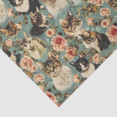 ヴィンテージフローラ猫花柄 薄葉紙 (詳細)