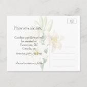 ヴィンテージフローラ白いユリの花は日付を保存 案内ポストカード (裏面)