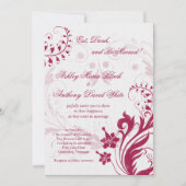 ヴィンテージフローラ白と赤の結婚式招待状 招待状 (正面)