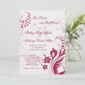 ヴィンテージフローラ白と赤の結婚式招待状 招待状 (スタンド正面)