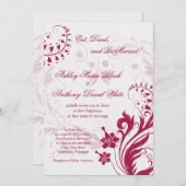 ヴィンテージフローラ白と赤の結婚式招待状 招待状 (正面/裏面)