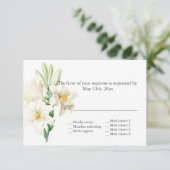 ヴィンテージフローラ白ゆり花RSVP 結婚's 出欠カード (スタンド正面)