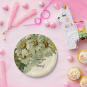 ヴィンテージフローラ白デイジー結婚の花 ペーパープレート (パーティー)