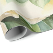 ヴィンテージフローラ白マグノリア花水彩 ラッピングペーパー (ロールコーナー)