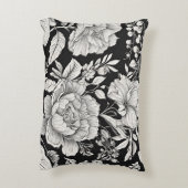 ヴィンテージフローラ白黒クラシック アクセントクッション (裏面(縦))