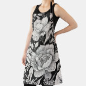 ヴィンテージフローラ白黒クラシック エプロン (インサイチュ)