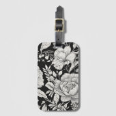 ヴィンテージフローラ白黒クラシック ラゲッジタグ (正面縦)