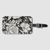 ヴィンテージフローラ白黒クラシック ラゲッジタグ (正面横)