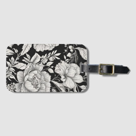 ヴィンテージフローラ白黒クラシック ラゲッジタグ