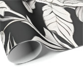 ヴィンテージフローラ白黒クラシック ラッピングペーパー (ロールコーナー)