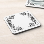 ヴィンテージフローラ白黒ダマスク コースター (左側)