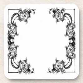 ヴィンテージフローラ白黒ダマスク コースター