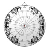 ヴィンテージフローラ白黒ダマスク ダーツボード (正面)