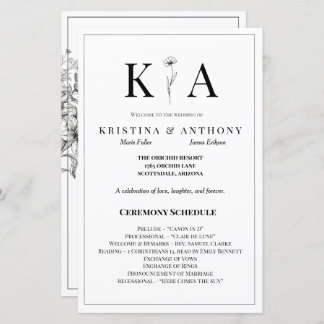 ヴィンテージフローラ白黒結婚式 プログラム