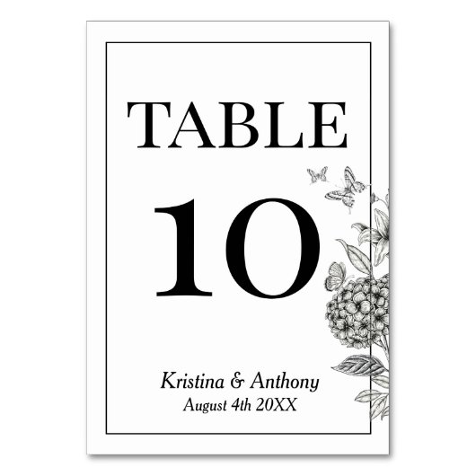 ヴィンテージフローラ白黒 テーブルナンバー (正面)