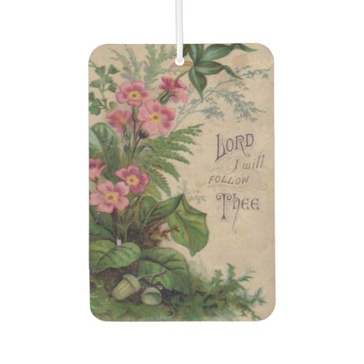 ヴィンテージフローラ祈りの言葉引用文 カーエアーフレッシュナー (正面)