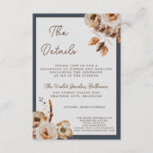 ヴィンテージフローラ秋のドライフラワーブルー結婚ズ エンクロージャーカード (正面)