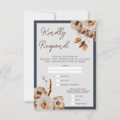ヴィンテージフローラ秋の花結婚青 出欠カード (正面)