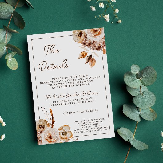 ヴィンテージフローラ秋乾花結婚ズ エンクロージャーカード