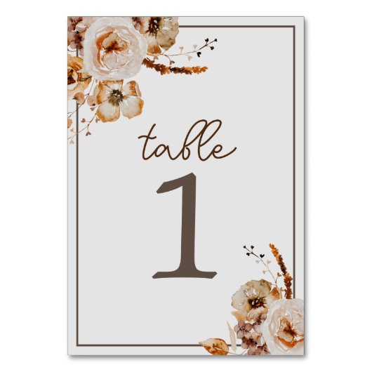 ヴィンテージフローラ秋結婚のテーブル番号 テーブルナンバー (裏面)