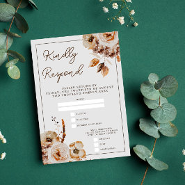 ヴィンテージフローラ秋結婚の花 出欠カード