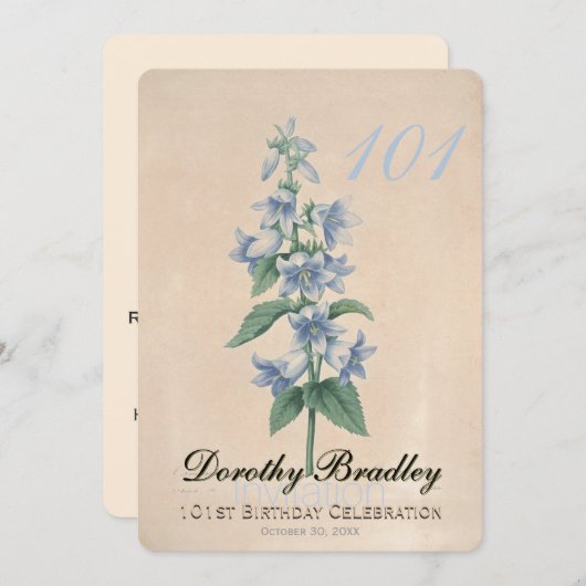 ヴィンテージフローラ第101誕生祝いカスタム 招待状 (正面/裏面)