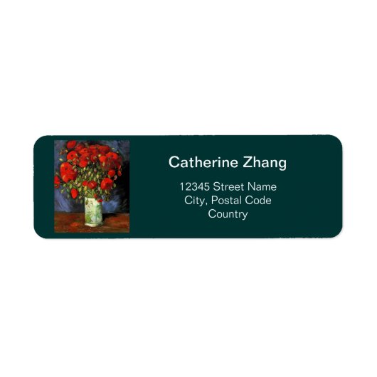 ヴィンテージフローラ素晴らしアートレッドポピー住所 シール (正面)