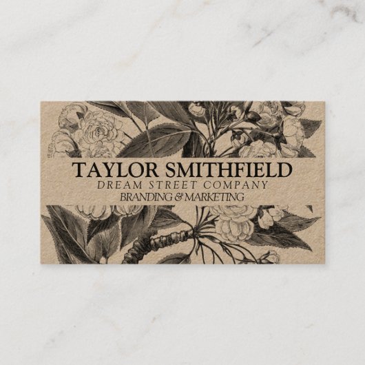 ヴィンテージフローラ素晴らしラインクラフト名刺 名刺 (正面)
