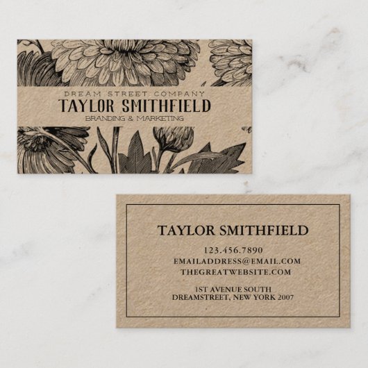 ヴィンテージフローラ素晴らしラインクラフト名刺 名刺 (正面/裏面)