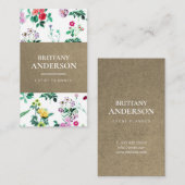 ヴィンテージフローラ素朴クラフト水彩 名刺 (正面/裏面)