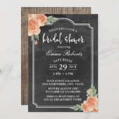 ヴィンテージフローラ素朴シャルボードブライダルシャワー 招待状 (正面/裏面)