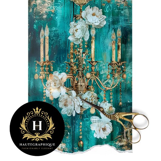 ヴィンテージフローラ素朴チャンデリアフランスのデコペ 薄葉紙