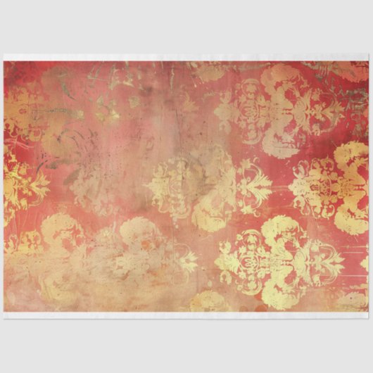 ヴィンテージフローラ素朴テクスチャフランスのの切り離し 薄葉紙 (正面)