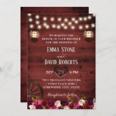 ヴィンテージフローラ素朴ランタン秋結婚の季節 招待状 (正面/裏面)