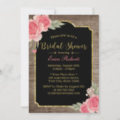 ヴィンテージフローラ素朴木製ブライダルシャワー 招待状 (正面)