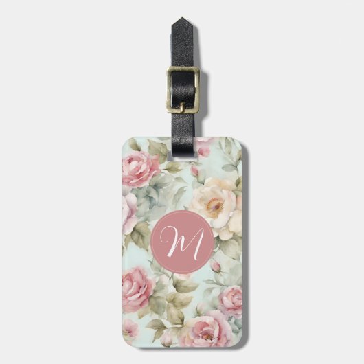 ヴィンテージフローラ紫ラゲッジタグ ラゲッジタグ (正面縦)