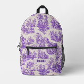 ヴィンテージフローラ紫色トイルドジョイモノグラムdopp プリントバックパック (正面)