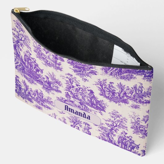 ヴィンテージフローラ紫色トワールデジュイミモノグラム アクセサリーポーチ (見開き)